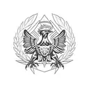 forest with polish eagle in front and holding Christian cross tattoo design idea