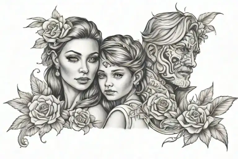 mother and son  tattoo design idea