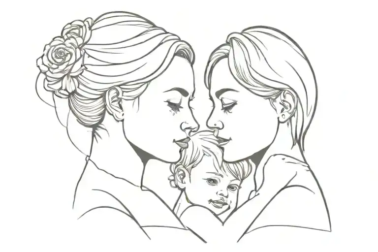 mother and son  tattoo design idea