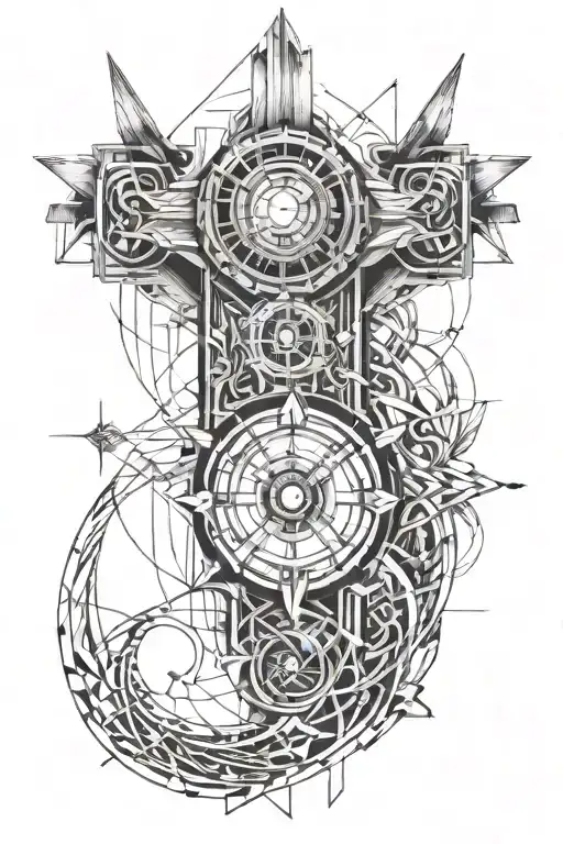 Sketch of a tattoo around the right forearm, the film in large frames begins at the inner bend of the elbow and continues into tattoo design idea