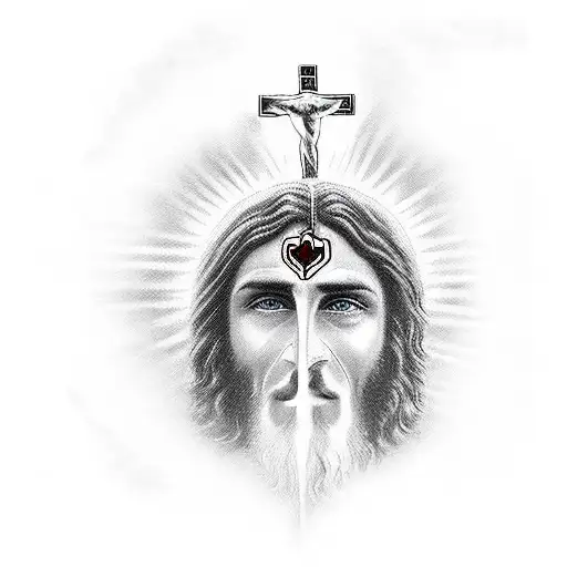 jesus christ  sacred heart tattoo design idea