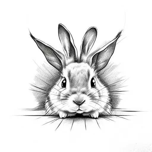 cute demented bunny with a floppy ear and wonky teeth tattoo design idea