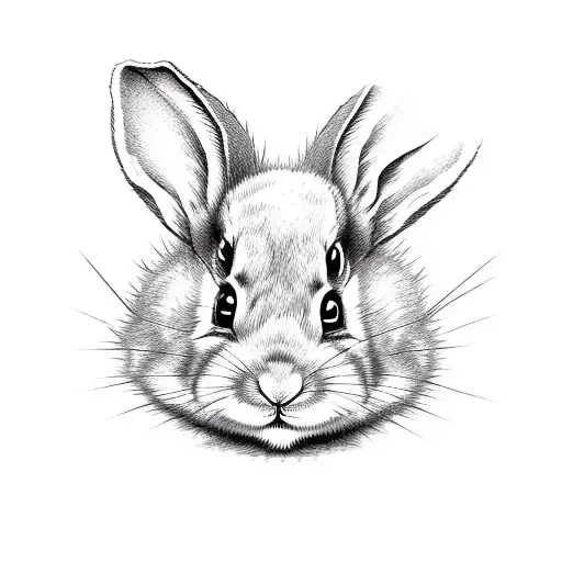 cute demented bunny tattoo design idea