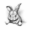 cute demented bunny tattoo design idea