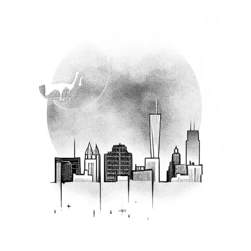 detroit skyline tattoo design idea