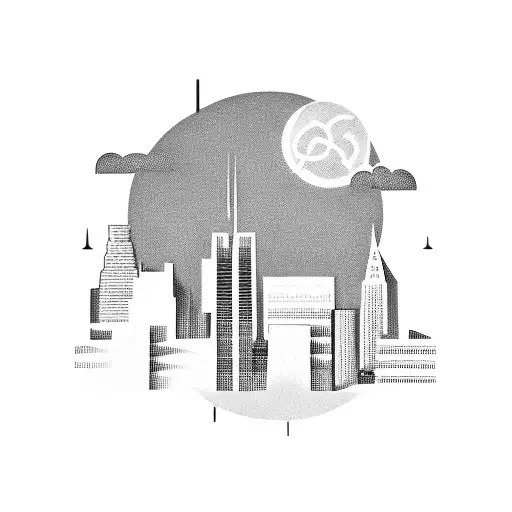 detroit skyline tattoo design idea