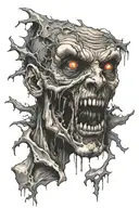 decaying zombie face tattoo design idea