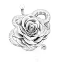 snake with roses tattoo design idea