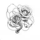 snake with roses tattoo design idea