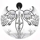 Garden of eden tree of life with the good and evil angel  tattoo design idea