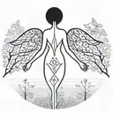 Garden of eden tree of life with the good and evil angel  tattoo design idea