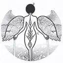 Garden of eden tree of life with the good and evil angel  tattoo design idea