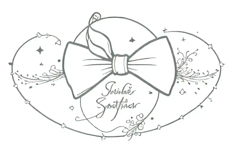sparkles scattered , bow tie, 555 angel number tattoo design idea
