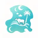 sun, wave, palm tree, CA bear, dog paw, hearts, logo RAM tattoo design idea
