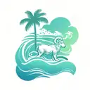 sun, wave, palm tree, CA bear, dog paw, hearts, logo RAM tattoo design idea