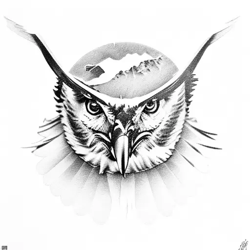 osprey portrait elements planets tattoo design idea