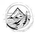 osprey portrait planets mountains waves tattoo design idea