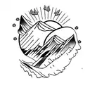 osprey portrait planets mountains waves tattoo design idea