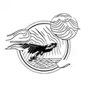 osprey portrait planets mountains waves tattoo design idea