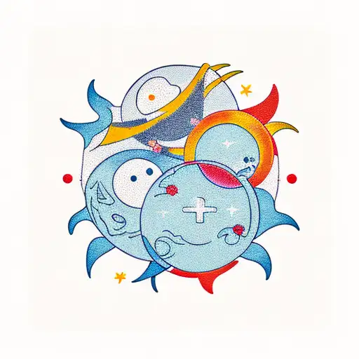 Sun and Moon tattoo design idea