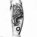 a dragon and a wolf tattoo design idea