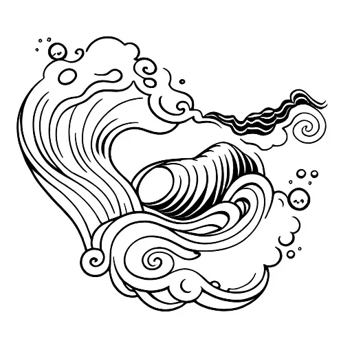wave and button tattoo design idea