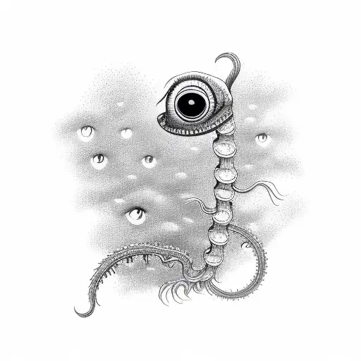 The long centipede has eyes on its back tattoo design idea