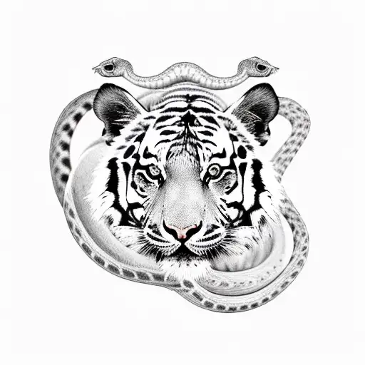 a tiger and a horse and a snake and a pig, all arranged in a diamond formation tattoo design idea