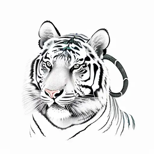 a tiger next to a horse next to a snake next to a pig tattoo design idea