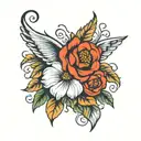 American traditional flower  tattoo design idea