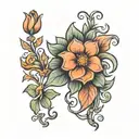 American traditional flower  tattoo design idea
