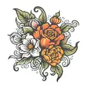 American traditional flower  tattoo design idea