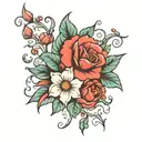American traditional flower  tattoo design idea