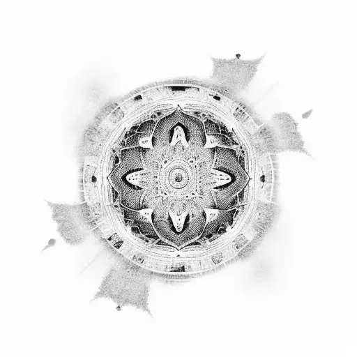 A mesmerizing black and grey mandala made of video editing tools tattoo design idea