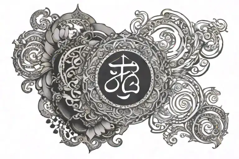 sanskrit mantras intertwined tattoo design idea