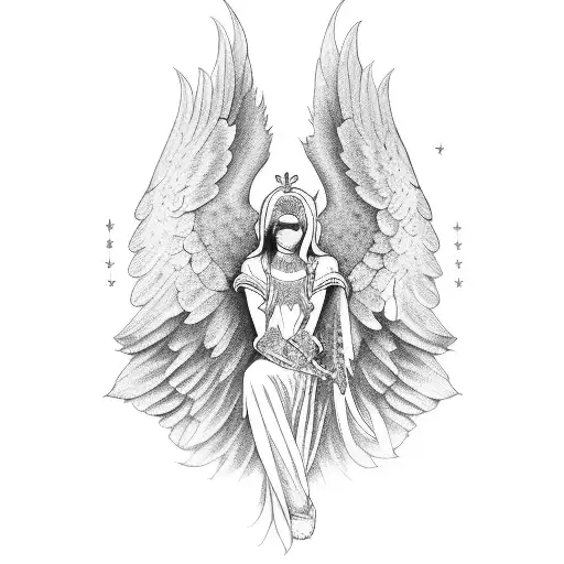 alas de angel con espada  tattoo design idea