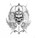 alas de angel con espada  tattoo design idea