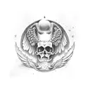 alas de angel con espada  tattoo design idea