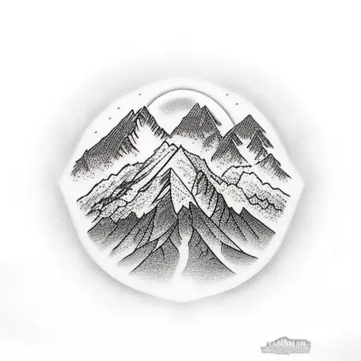 snow mountain with sunrise  tattoo design idea