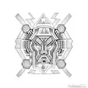 psychedelic aztec tribal tattoo design idea