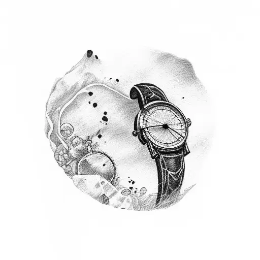 Broken watch tattoo design idea