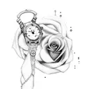 Broken watch with a rose tattoo design idea