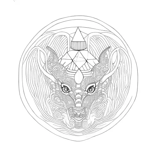 kirin in circular  tattoo design idea