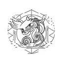 kirin in circular  tattoo design idea