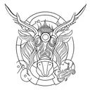 kirin in circular  tattoo design idea