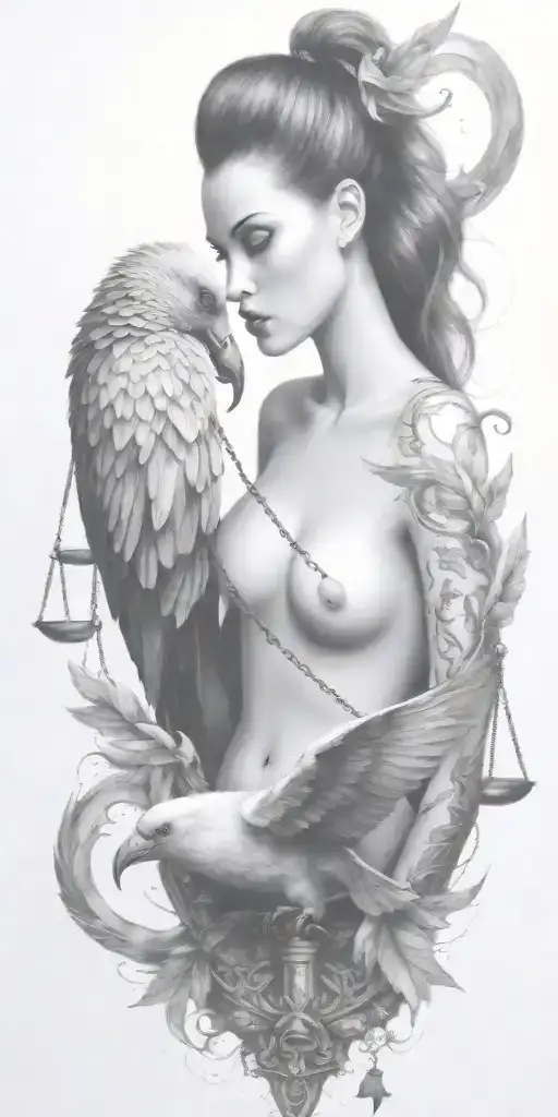 put a broken heart on the scale tattoo design idea