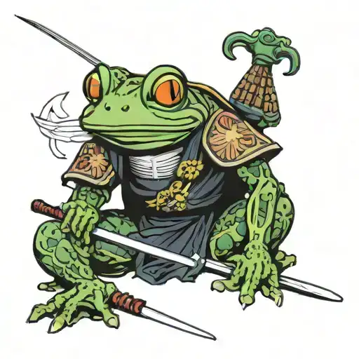 Samurai Frog holding Sword tattoo design idea