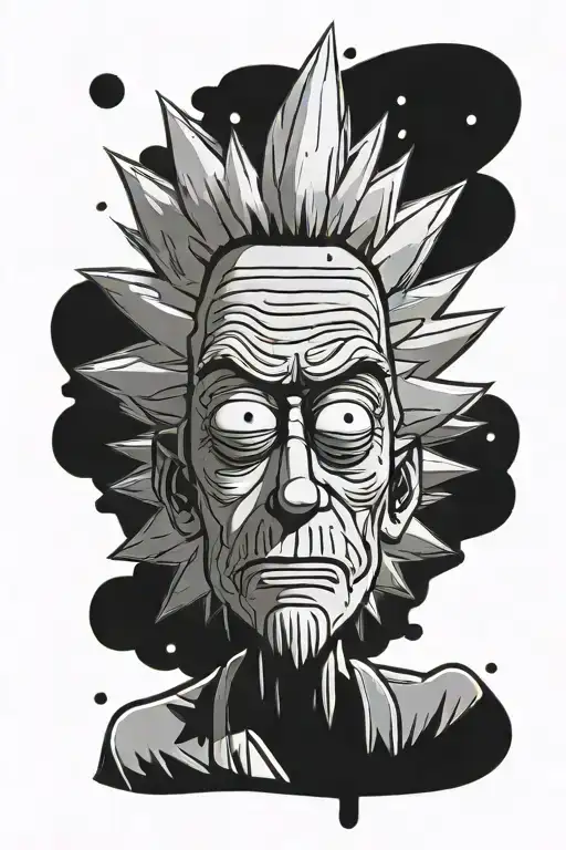 The Rick Sanchez Face outline tattoo design idea