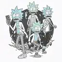 Rick & Morty characters exploring new places tattoo design idea