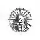 Spartan helmet seen from the front tattoo design idea